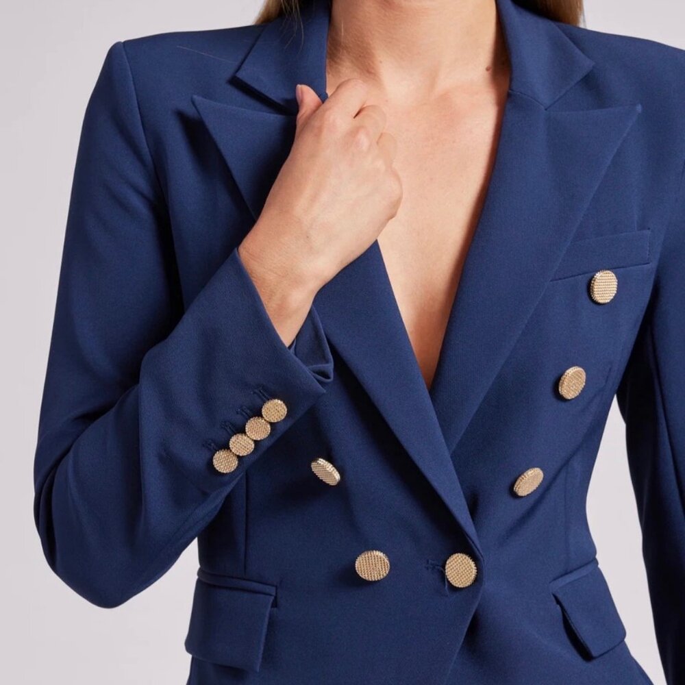 Generation Love Amelia Crepe Double-Breasted Blazer in Navy sz XL